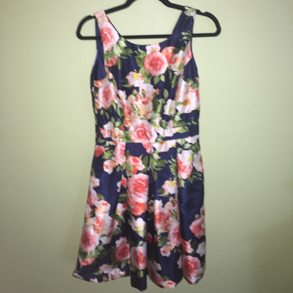 Navy Blue Floral Dress